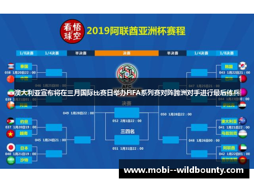 澳大利亚宣布将在三月国际比赛日举办FIFA系列赛对阵跨洲对手进行最后练兵